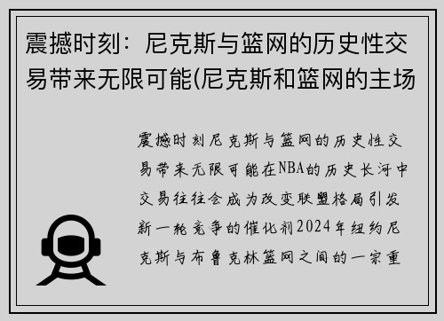震撼时刻：尼克斯与篮网的历史性交易带来无限可能(尼克斯和篮网的主场)