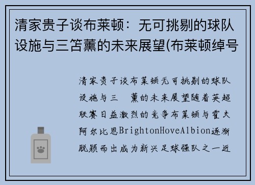清家贵子谈布莱顿：无可挑剔的球队设施与三笘薰的未来展望(布莱顿绰号)